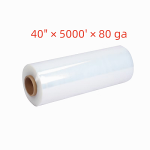 High Stretchability 80 Gauge 40 in x 5000 ft Machine Stretch Film PWP Stretch Film